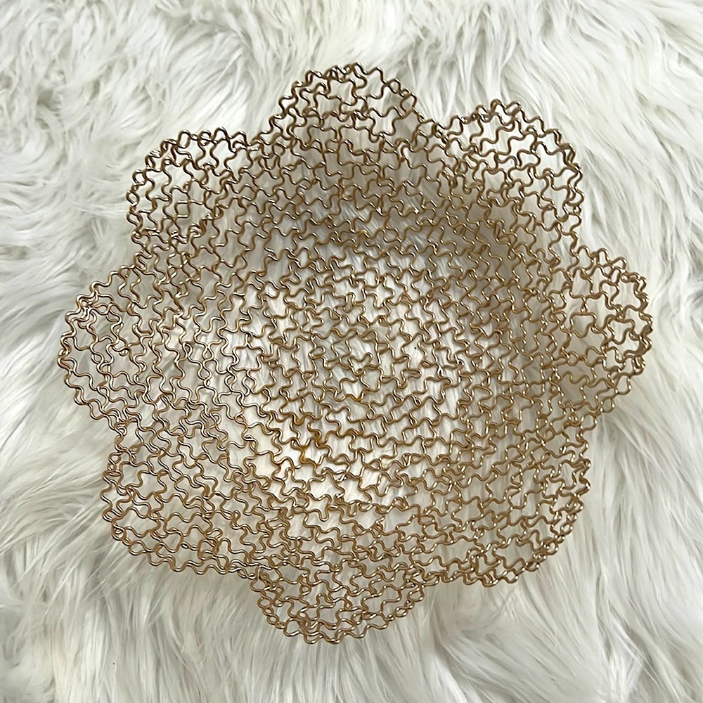 Decorative gold metal flower bowl